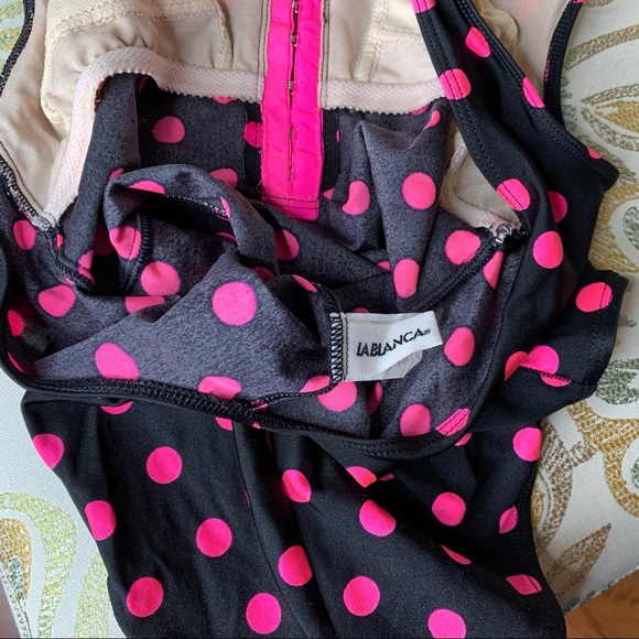 80’s VTG La Blanca Neon Polka Dot HighCut Swimsuit - Picture 4 of 4